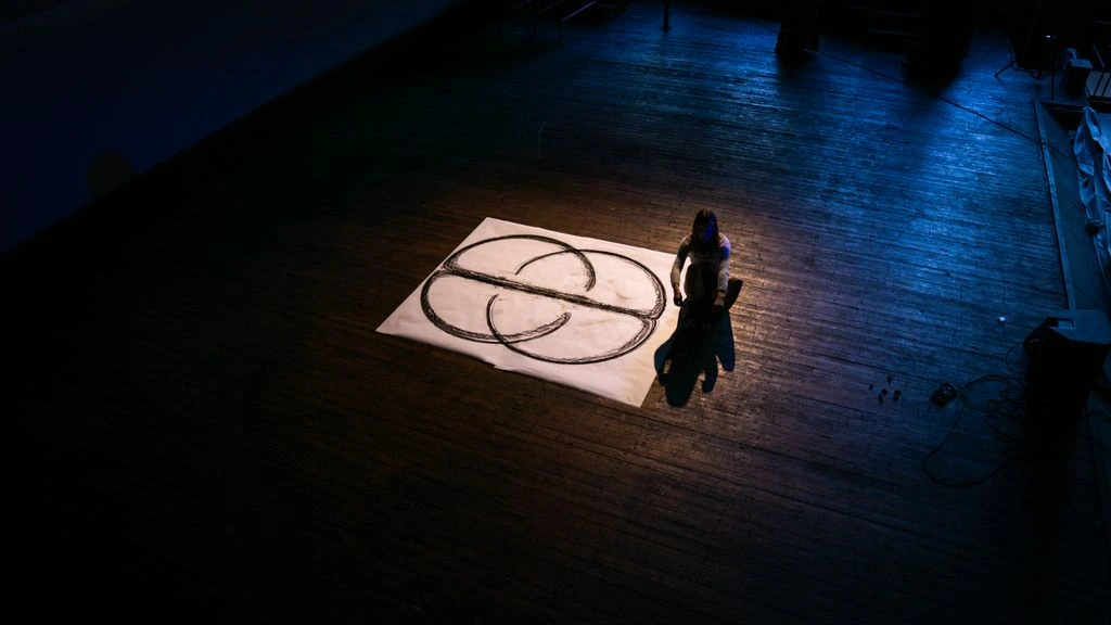 Edge-blended projection filling a gallery wall at the Lyon Contemporary reinstallation